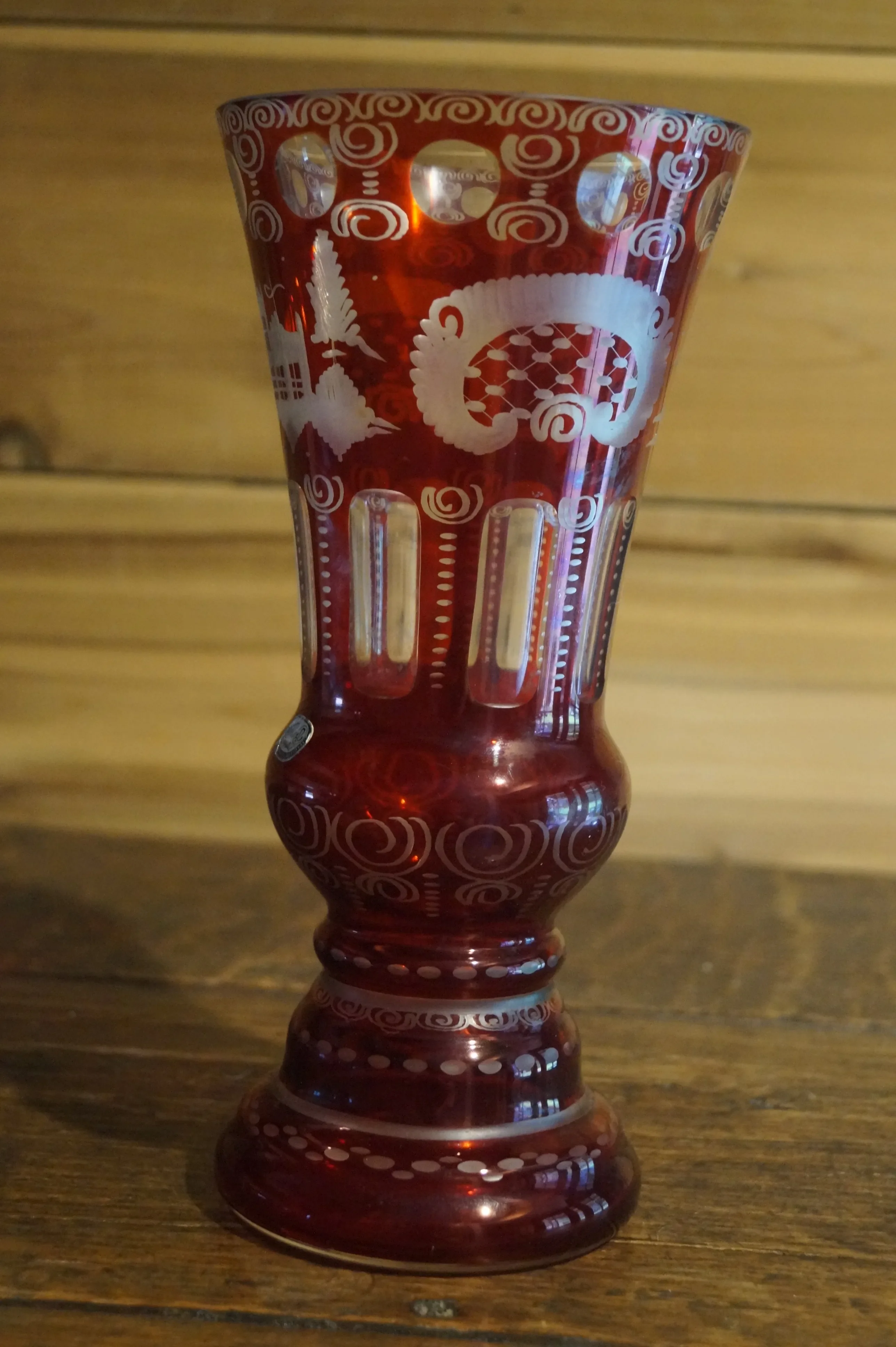 1920s Egermann Ruby Czech Glass Bohemian Crystal Vase | Chairish