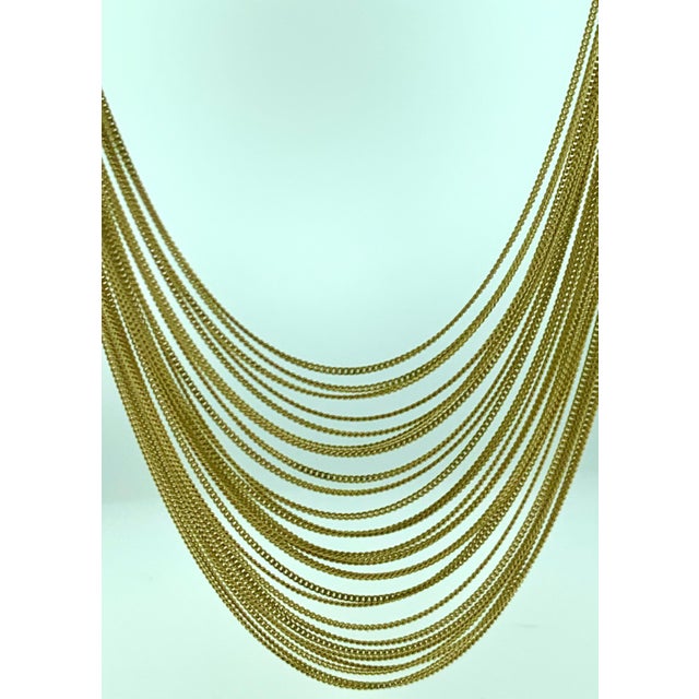 Metal Gucci 18 Karat Gold Multi Strand Long Lariat Necklace Diamond Clasp For Sale - Image 7 of 18