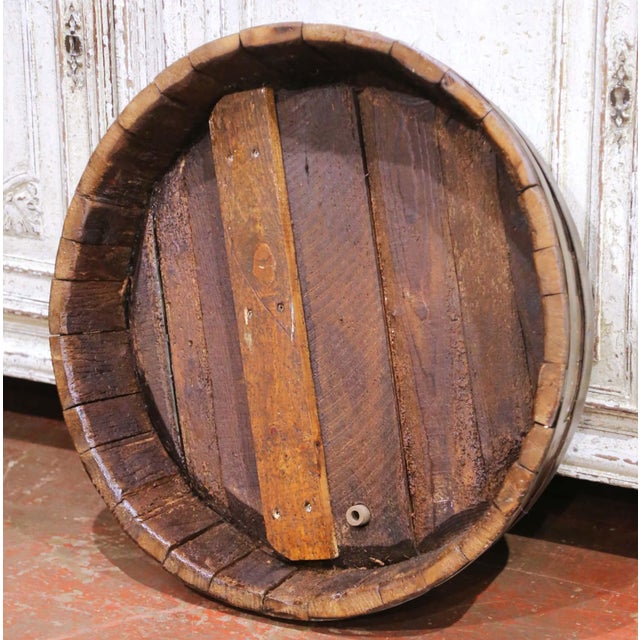 Brown 19th Century French Painted Oak Wine Barrel Front With Fleur-De-Lis Decor For Sale - Image 8 of 8