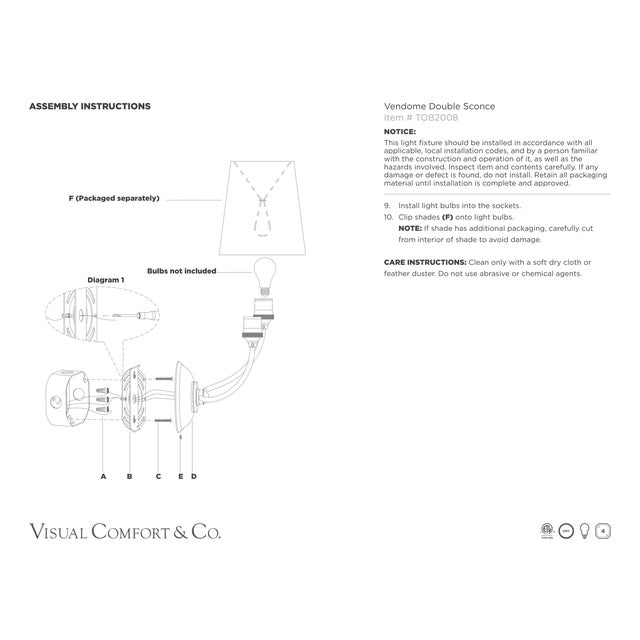 Visual Comfort Thomas O'Brien for Visual Comfort Signature Vendome Double Sconce in Bronze with Linen Shades For Sale - Image 4 of 4