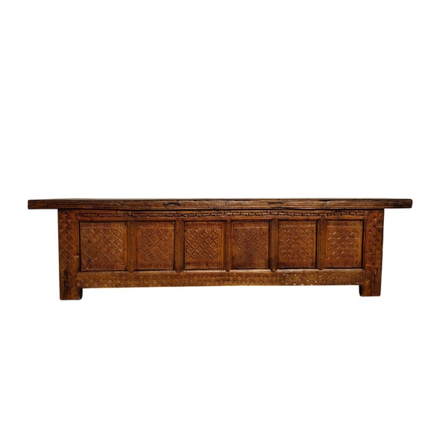 Wood 91" Long Hand Carved Poplar 6 Door Sideboard For Sale - Image 7 of 7