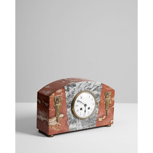 Antique White 1920s France Art Deco Antique White Marble Clock For Sale - Image 8 of 15