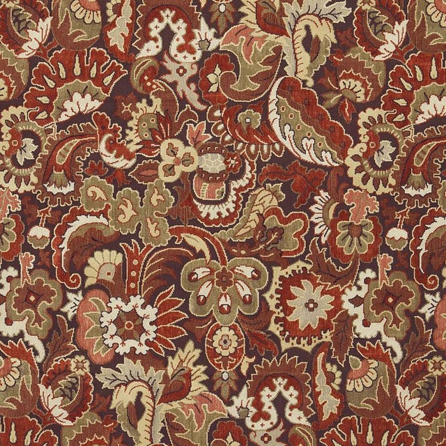 Sample - Schumacher Velours Oriental Fabric in Tuscan For Sale