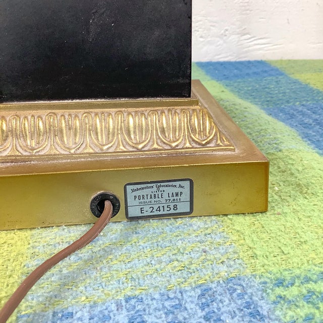 Mid 20th Century Pair of Neoclassical Brass Column Table Lamps in the Charles X Style With Candelabra Arms For Sale - Image 12 of 12