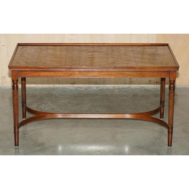 Antique Regency Oyster Laburnum Wood Style Coffee Table, 1920s For Sale - Image 3 of 18