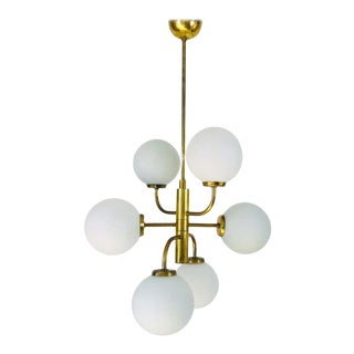 Mid-Century Modern Brass Kaiser 6-Arm Space Age Chandelier, 1960s For Sale