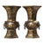 Pair of Vintage Bronze Vases With Gold Inlay - Archaic Style Gu Vessels For Sale