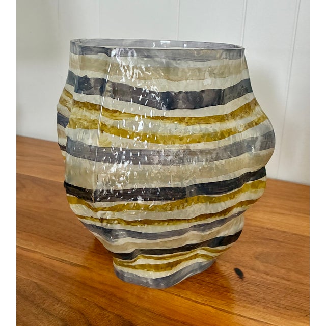 Hand Painted Textured Glass Vases For Sale - Image 4 of 8