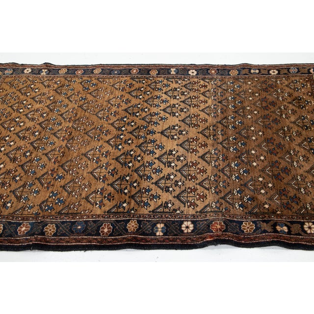 Textile Brown Vintage Bidjar Handcrafted Wool Rug With Allover Design For Sale - Image 7 of 8