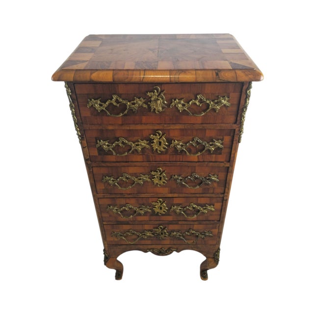Rococo German Walnut Veneer Pillar Commode with Ornate Mounts, 1880 For Sale - Image 3 of 9