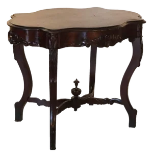 Antique Carved Flame Mahogany Turtle Top Table C1880