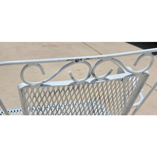 Vintage Mid-Century Modern Russell Woodard Style Wrought Iron Patio Settee Bench – Hollywood Regency Salterini Style Garden Loveseat For Sale - Image 16 of 17