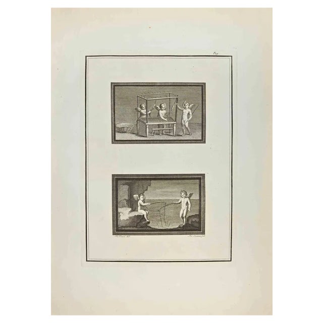 Nicola Vanni, Cupids, Etching, 18th Century For Sale