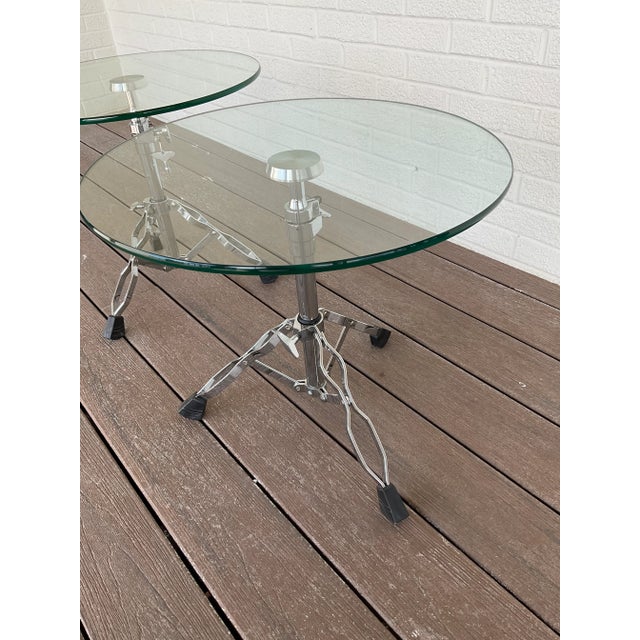 Circa 1995, Purchased new, these Uber cool adjustable height chrome and glass tables are just great. The mechanics are...