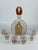 Art Deco Amber Overlay Cut Crystal Decanter & Cordial Glasses, 1930s, Set of 5 For Sale - Image 15 of 17