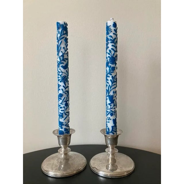 Art Deco Early 20th Century American Sterling Silver Candle Holders by M Fred Hirsch Co- a Pair For Sale - Image 3 of 12