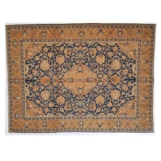 Navy Blue 1950s Vintage Persian Tabriz Rug , 9'7" X 12'3" For Sale - Image 8 of 8