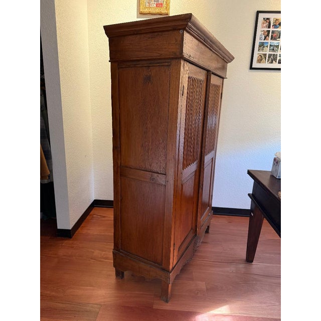 Asian Antique Solid Wood Cabinet / Wardrobe With Slatted Doors For Sale - Image 3 of 5