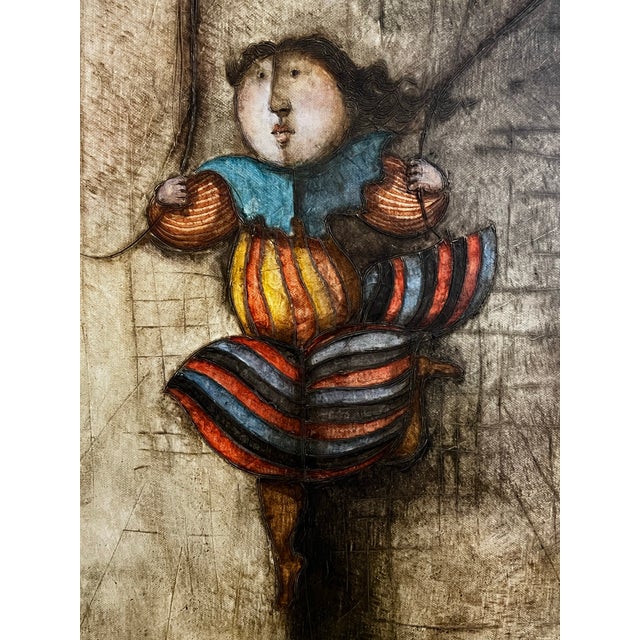 Large Late 20th Century J. Roybal Painting of Jump Roping Girl With Ornate Frame For Sale - Image 4 of 12