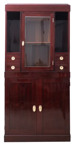 Antique Vitrine with Geometrical Inlays, Budapest, 1905