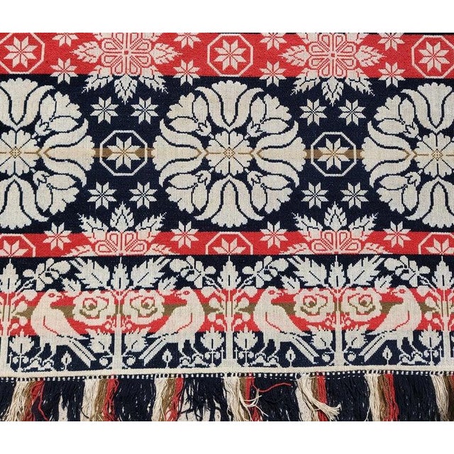 Textile Pennsylvania Dated 1845 Woven Jacquard Coverlet For Sale - Image 7 of 14