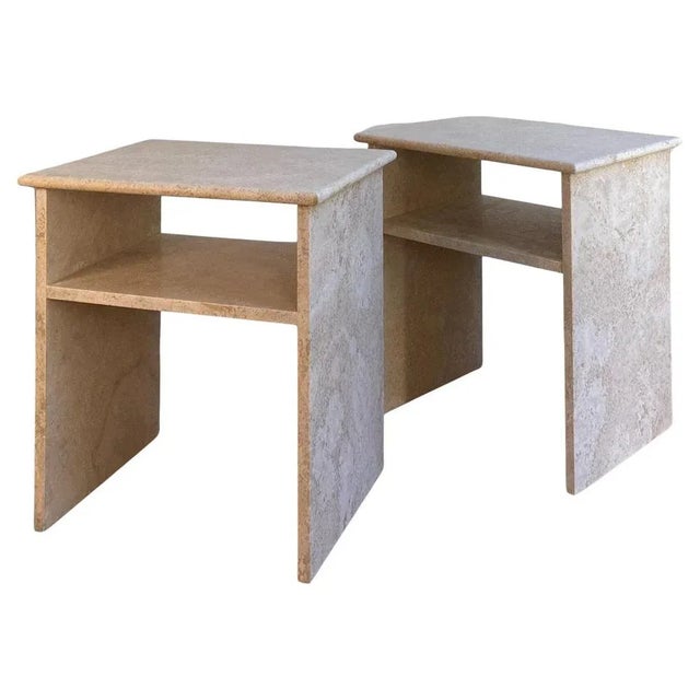 Gold Travertino Al Verso Bedside Tables by Almarmo, Set of 2 For Sale - Image 8 of 8