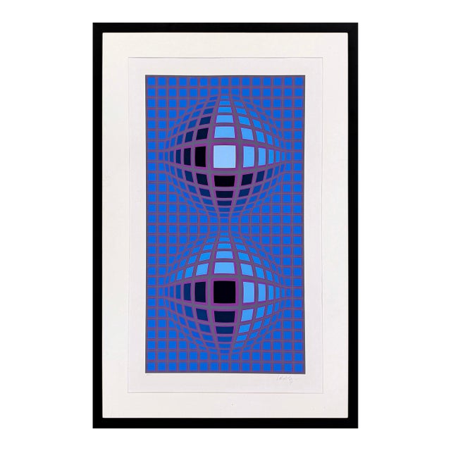 Victor Vasarely, Kardoe, Hand Signed Serigraph, Op Art, Circa 1970, 47 X 30 In. Framed For Sale