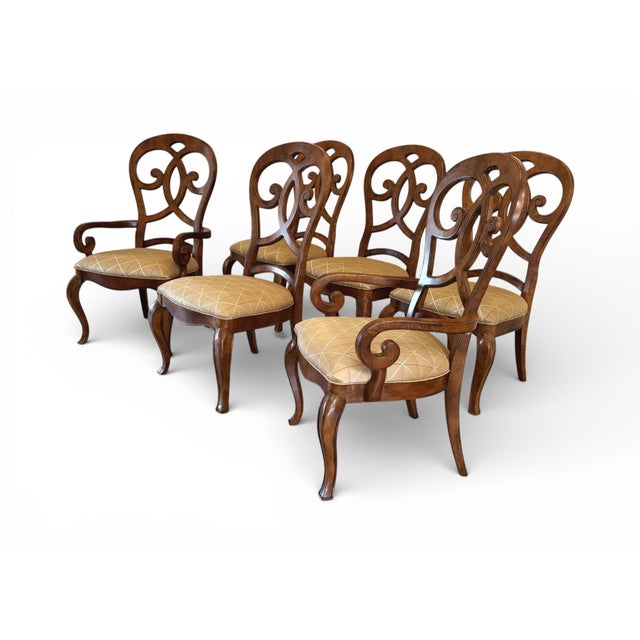 Traditional Thomasville Rivage Carved Wood Dining Chairs, Set of 6 For Sale - Image 3 of 18