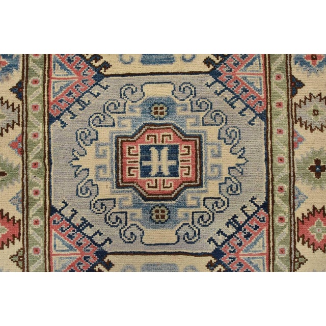 Blue Kazak Runner 2’9” X 9’5” Blue Wool Tribal Hand-Knotted Oriental Rug For Sale - Image 8 of 11