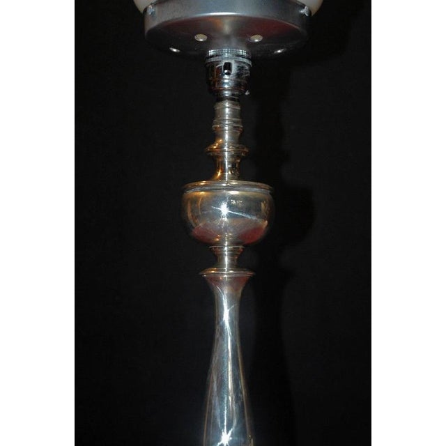 English Art Deco Silver-Plated and Opaline Glass Table Lamp, 1920 For Sale - Image 13 of 15