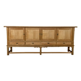 Mid-Century Modern Low Brutalist Sideboard in Oak by Henning Kjaernulf, 1960s For Sale
