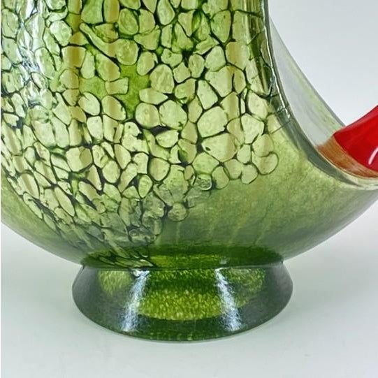 Late 20th Century Kosta Boda "Corfu" by Kjell Engman Art Glass Jug (Green With Orange Handle) Signed #7080512 For Sale - Image 5 of 18