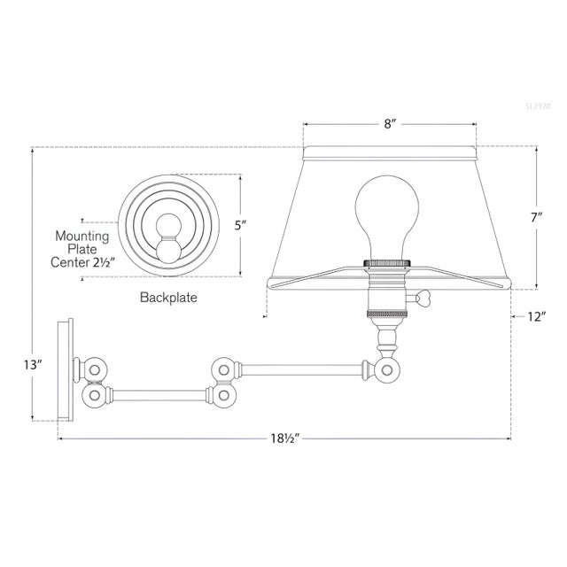 Visual Comfort Chapman & Myers for Visual Comfort Signature Boston Swing Arm in Hand-Rubbed Antique Brass with Linen Shade For Sale - Image 4 of 4