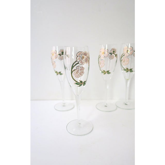 French Perrier-Jouet Champagne Flutes Glasses, Art Nouveau, Set of 4 For Sale - Image 9 of 11