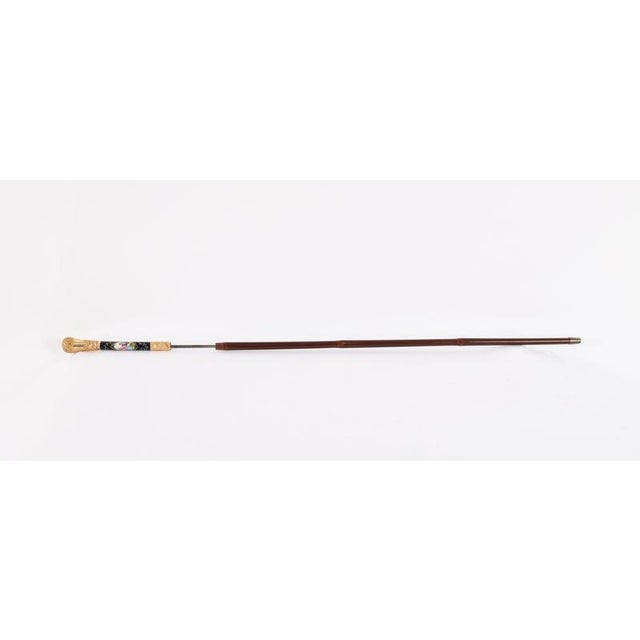 Antique French Gold Plate Walking Stick in Sevres Porcelain, 1800s For Sale - Image 10 of 18