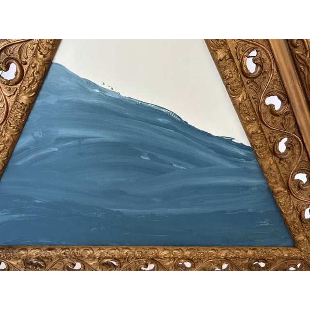 "Waves" Abstract Art in Antique 1890's Frame, Original Seascape Painting in Triangular Frame by JTS For Sale In Minneapolis - Image 6 of 11