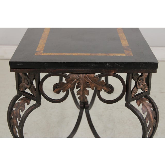 Wrought Iron Base Marble Top Console Table For Sale - Image 14 of 16