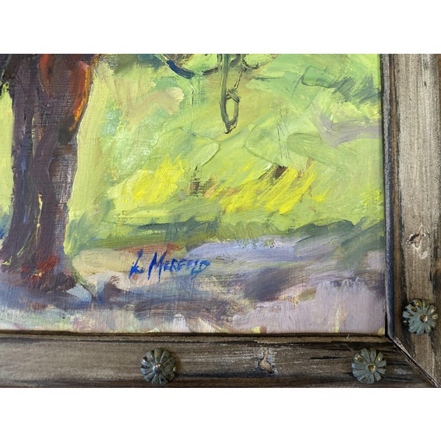 Brown "Half Hitched" ~ Lorie Batson, Original Oil Painting. Portrait of an Amish Horse Stands in a Colorful Summer Background For Sale - Image 8 of 12