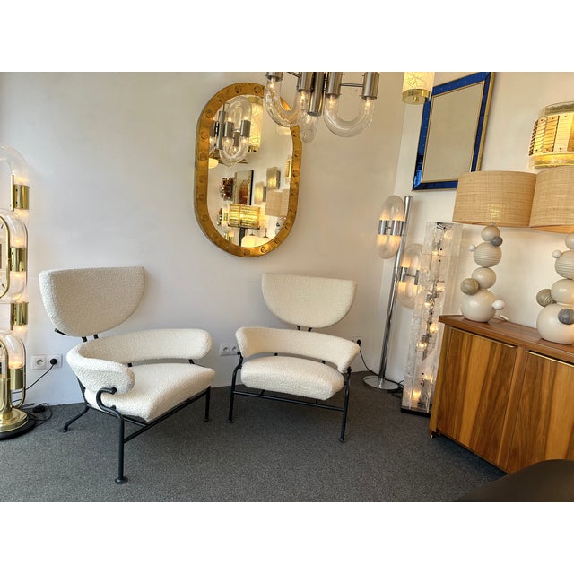 Mid-Century Modern space age Italian design pair of armchairs or lounge chairs model PL19 by Franco Albini for the editor...