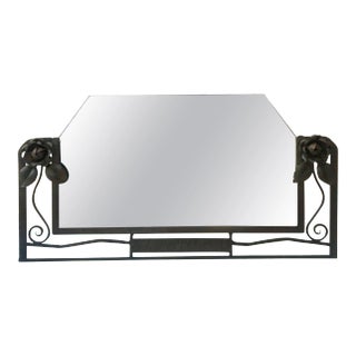 Iron Art Deco Mirror with Roses, circa 1930 For Sale