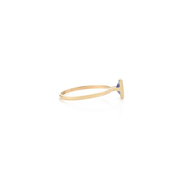 Not Yet Made - Made To Order Dainty Blue Sapphire 14k Yellow Gold Promise Ring Size 5.5 For Sale - Image 5 of 11