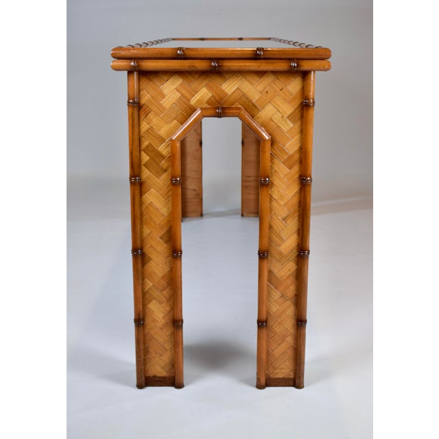 Vintage Basket Weave Woven Rattan Console Table For Sale In Philadelphia - Image 6 of 10