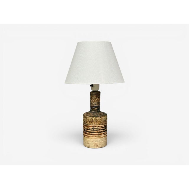 Mid-Century Modern 1950s Tue Poulsen, Table Lamp, Beige Stoneware, Denmark For Sale - Image 3 of 11