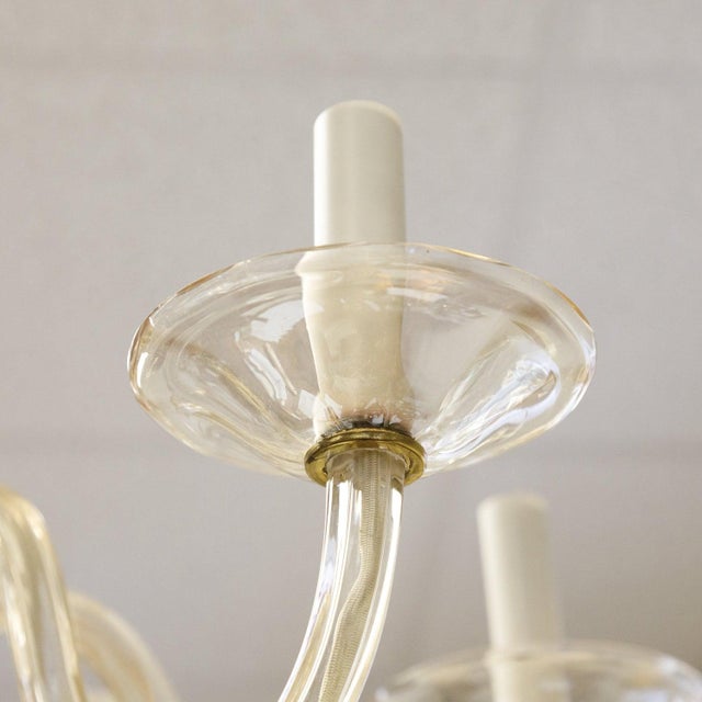 Mid-Century Modern Champagne Colored Six-Light Murano Chandelier For Sale - Image 3 of 13