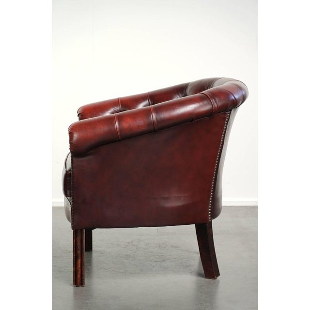 2000 - 2009 Chesterfield Cowhide Club Armchair in Red For Sale - Image 5 of 14