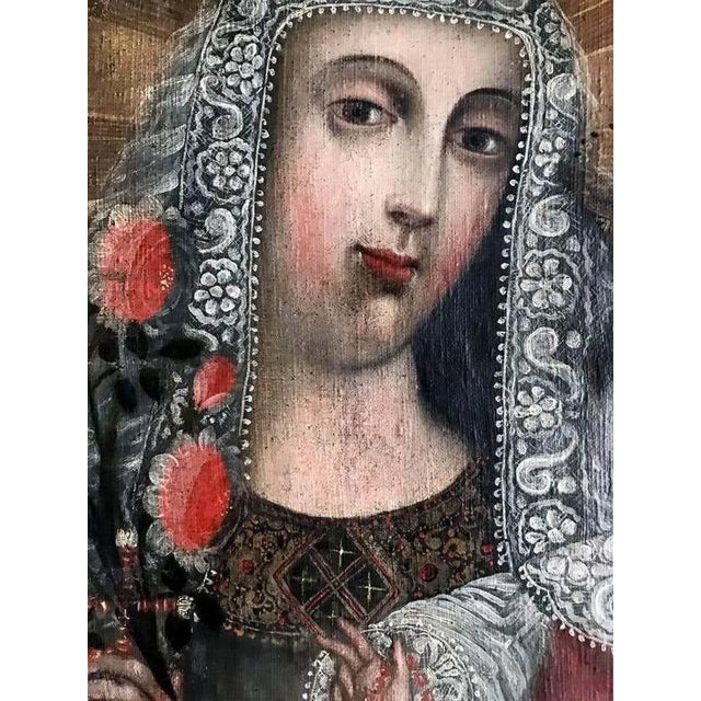 Mid 19th Century Framed Antique Spanish Colonial Painting Cuzco School For Sale - Image 5 of 10