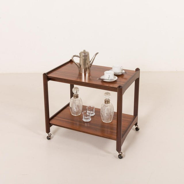 Mid-Century Italian Serving Cart in Rosewood, 1960s For Sale - Image 4 of 18