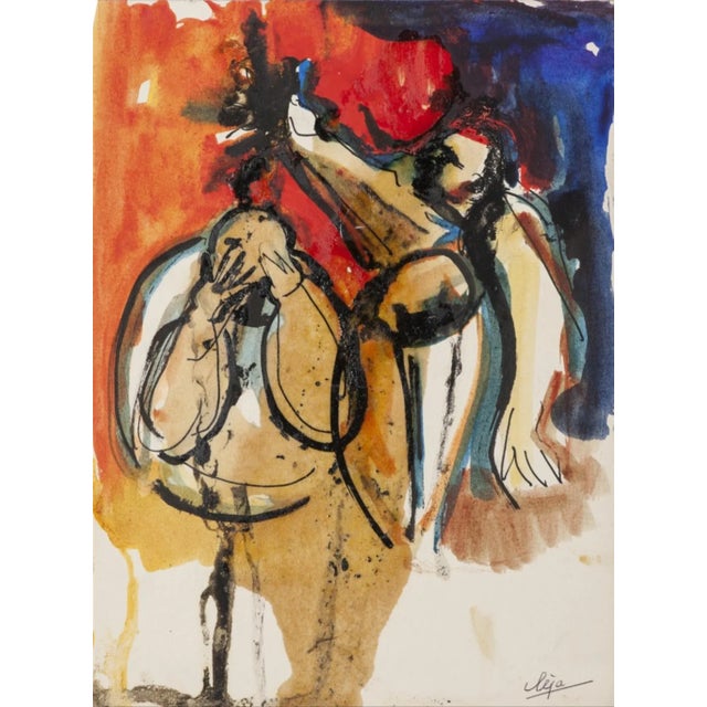 Figures Original Watercolor Drawing For Sale - Image 3 of 3