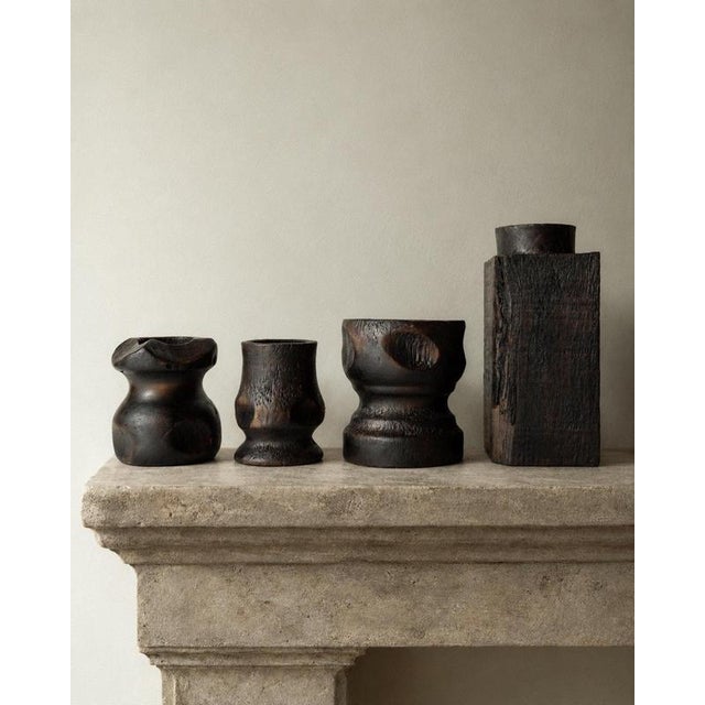 Mid-Century Brutalist Sculptural Hand-Carved Wood Candleholders, 1960s, Set of 4 For Sale - Image 13 of 15