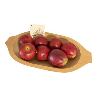 Rare Sara E Finney Folk Art Wood Apple and Bowl For Sale